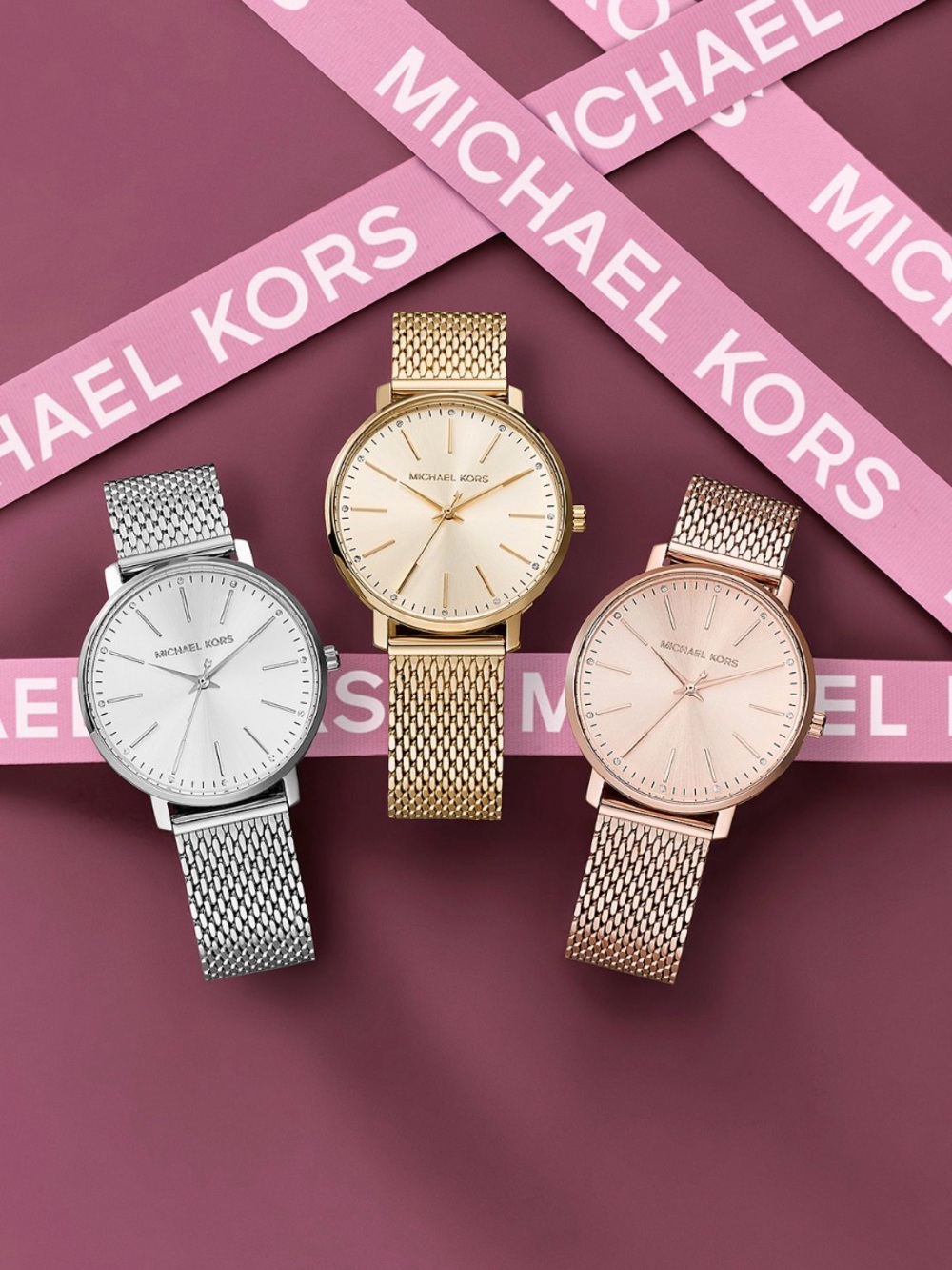 Michael Kors Gold-Tone Slim Mesh Bracelet Watch
